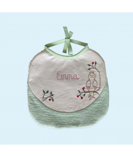 Bavoir bébé personnalisé et brodé main - Oeko tex