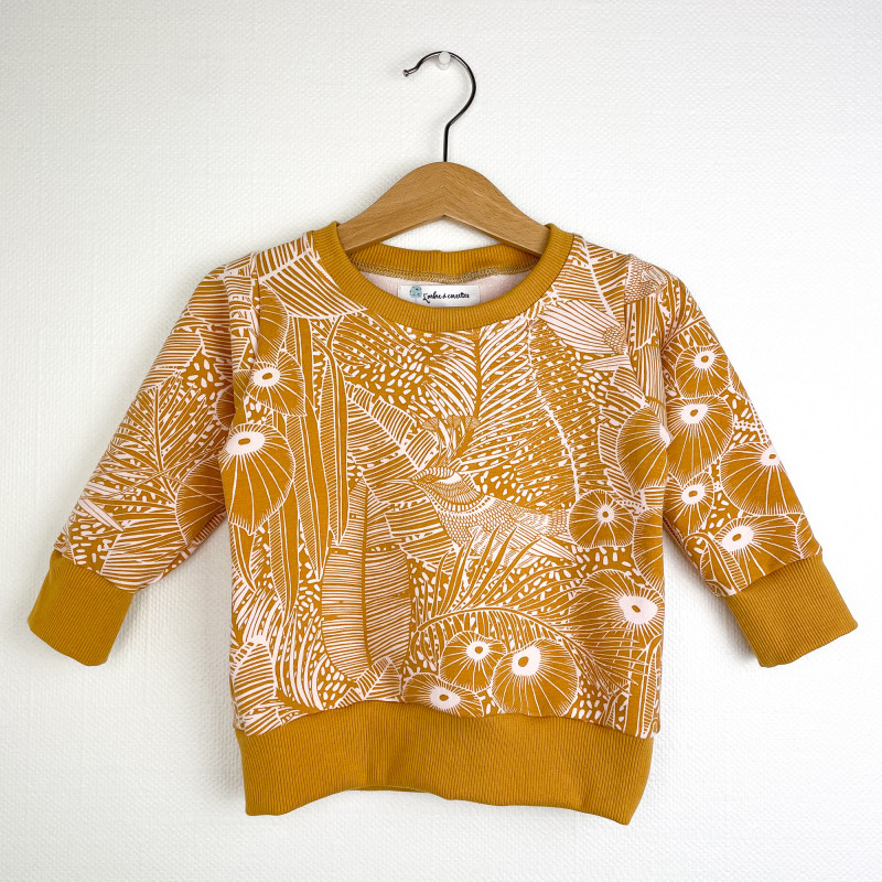 Sweat enfant aux couleurs chatoyantes, jaunes ambrées - Tailles 1 mois à 10 ans