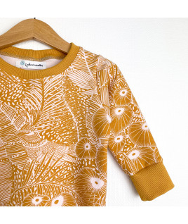 Sweat léger en coton oeko-tex pour bébé et enfant - Feuillage doré