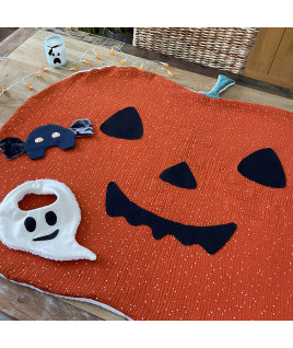 Détail du tissu en forme de citrouille pour couverture bébé Halloween