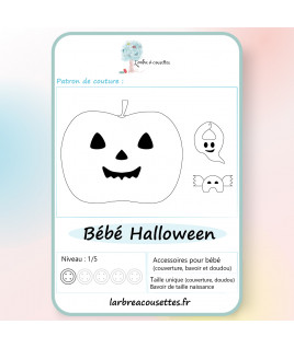 Ensemble Bébé Halloween : Bavoir, couverture et doudou thématiques