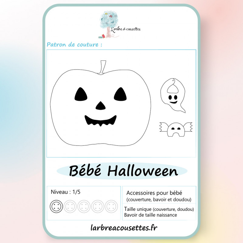 Ensemble Bébé Halloween : Bavoir, couverture et doudou thématiques