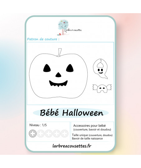 Ensemble Bébé Halloween : Bavoir, couverture et doudou thématiques