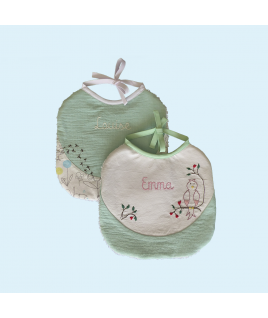 Bavoir bébé personnalisé et brodé main - Oeko tex